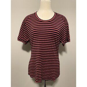 BCBG Max Azria "Portia" Red and Navy Striped Knit Top, Size S